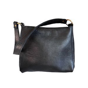 Portland Leather Goods Triangle Black Pebbled Leather Shoulder Bag